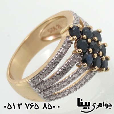 انگشتر یاقوت کبود 9 نگین یاقوت