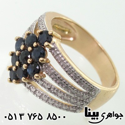 انگشتر یاقوت کبود 9 نگین یاقوت