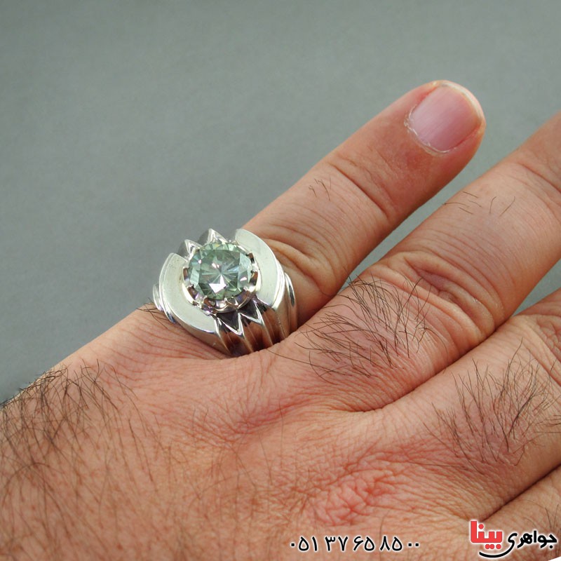 انگشتر الماس روسی (موزانایت) درشت مردانه درجه AAA _کد:2782