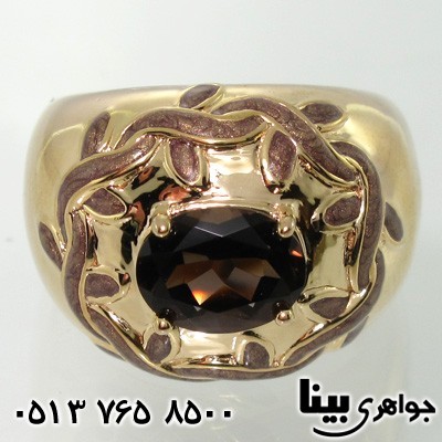 انگشتر کوارتز دودی زیتون