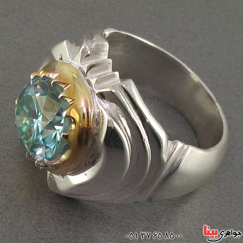 انگشتر الماس روسی (موزانایت) درشت فاخر مردانه درجه AAA _کد:2787