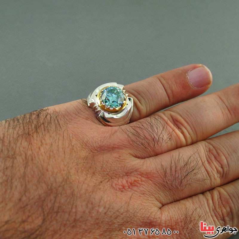 انگشتر الماس روسی (موزانایت) درشت فاخر مردانه درجه AAA _کد:2787