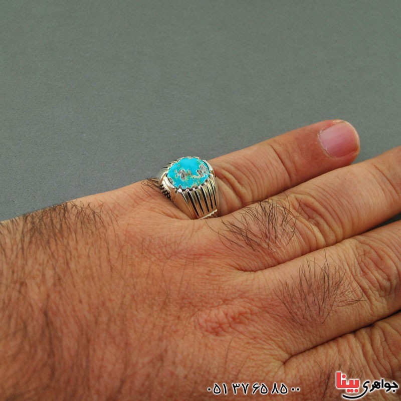 انگشتر فیروزه نیشابوری شجری خوش رنگ مردانه _کد:18633