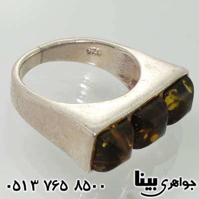 انگشتر کهربا مربعی
