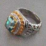 توپاز سبز و الماس درشت فاخر _کد:2793