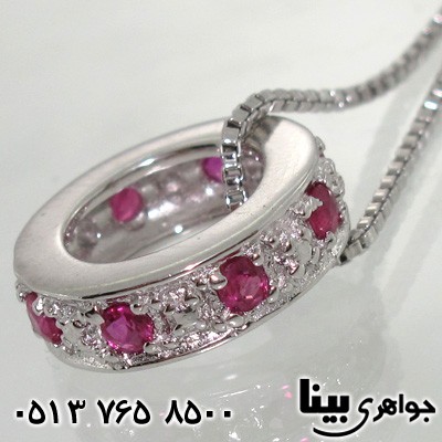 گردنبند یاقوت سرخ زنانه طرح رینگ