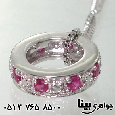 گردنبند یاقوت سرخ زنانه طرح رینگ