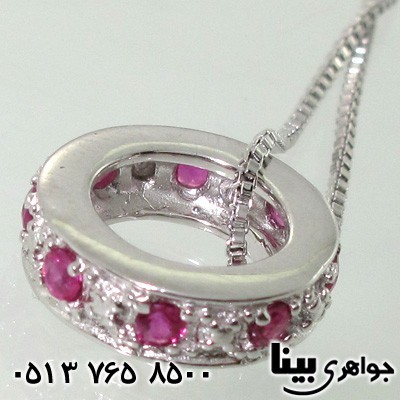 گردنبند یاقوت سرخ زنانه طرح رینگ