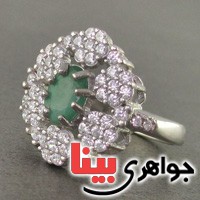 انگشتر زمرد دورجواهری رودیوم زنانه انگشتر زمرد دورجواهری رودیوم زنانه