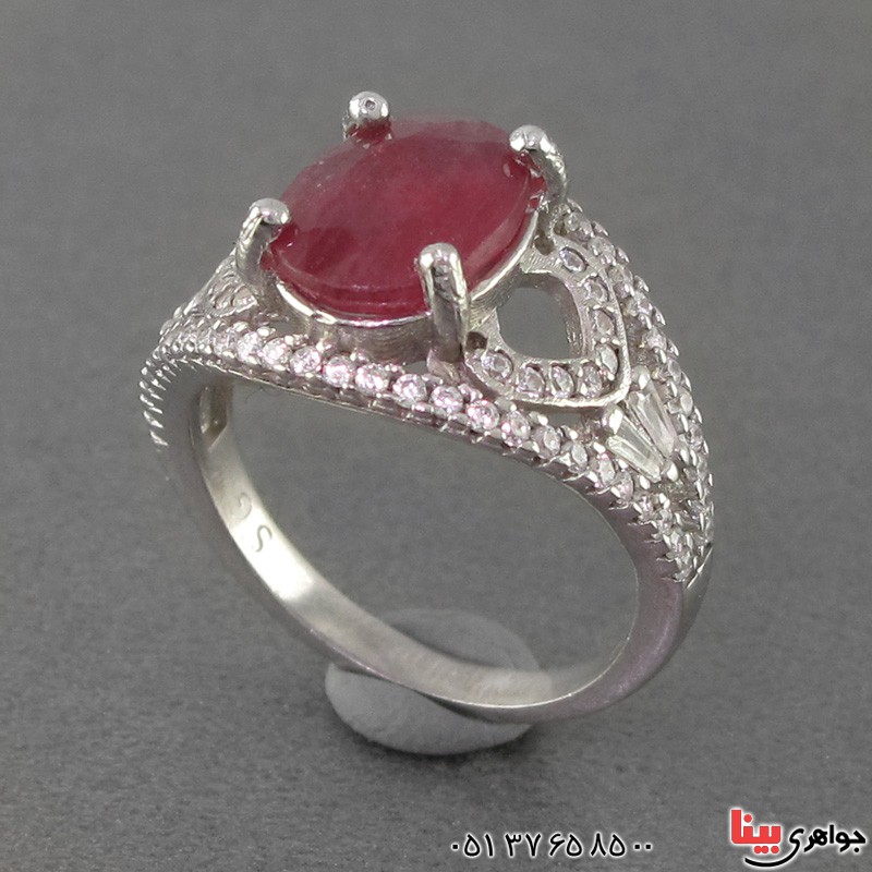 انگشتر یاقوت سرخ خوشرنگ رودیوم زنانه _کد:18720
