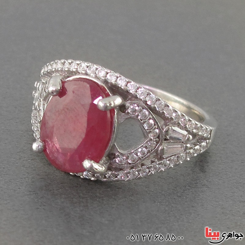 انگشتر یاقوت سرخ خوشرنگ رودیوم زنانه _کد:18720