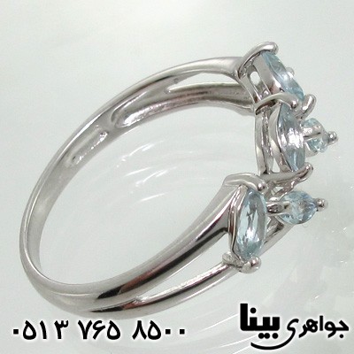 انگشتر آکوآمارین زنانه برگی