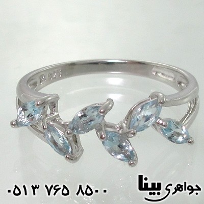 انگشتر آکوآمارین زنانه برگی