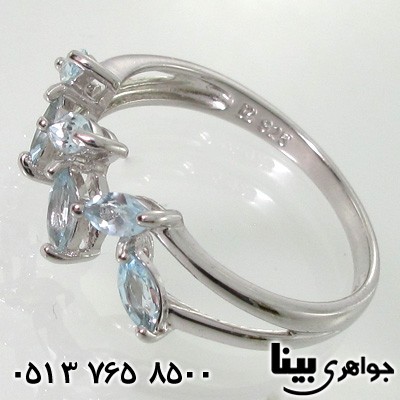 انگشتر آکوآمارین زنانه برگی