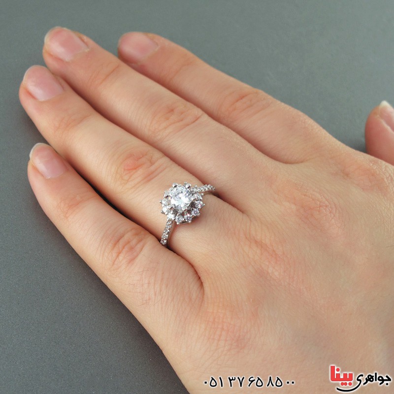 انگشتر الماس سنتاتیک رودیوم زنانه زیبا _کد:18835
