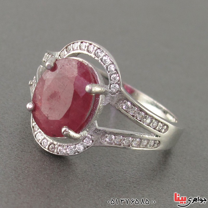 انگشتر یاقوت سرخ رودیوم زنانه چهارچنگ _کد:18839