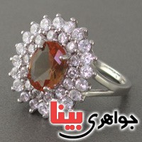 انگشتر الکساندریت رودیوم زنانه دور برلیان انگشتر الکساندریت رودیوم زنانه دور برلیان