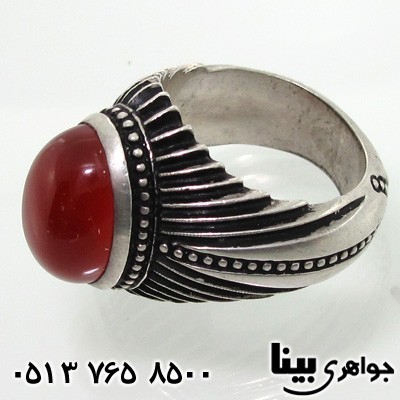 انگشتر عقیق یمنی مردانه طرح خط و نقطه