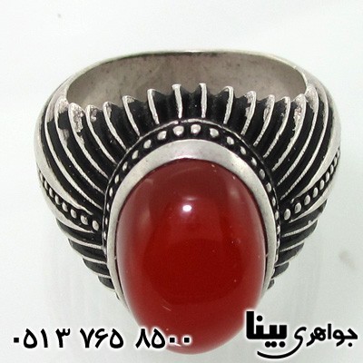 انگشتر عقیق یمنی مردانه طرح خط و نقطه