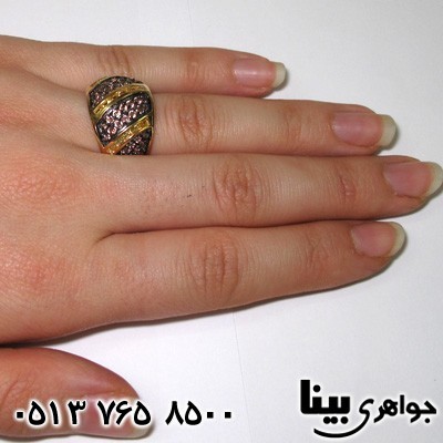 انگشتر چند جواهر کوارتز دودی و سیترین زنانه پرنس