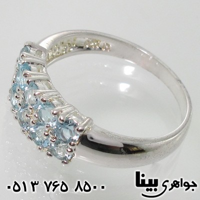 انگشتر آکوآمارین زنانه پر نگین