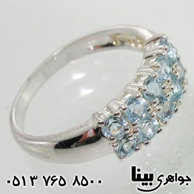انگشتر آکوآمارین زنانه پر نگین