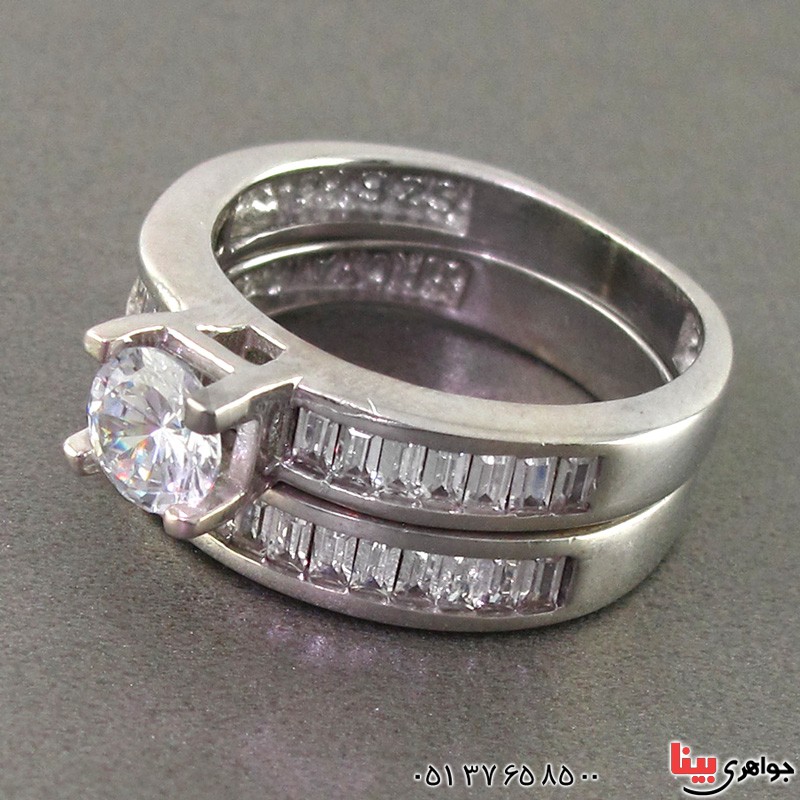 انگشتر الماس حلقه و پشت حلقه صنعتی رودیوم زنانه درشت _کد:18945