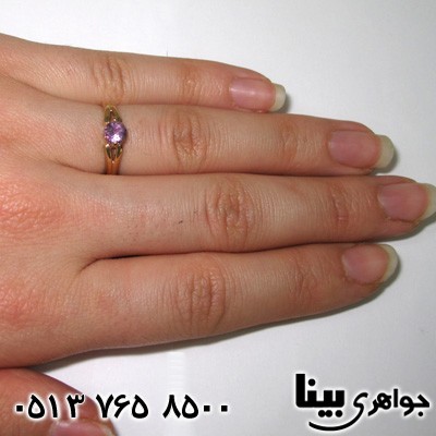 انگشتر آمتیست زنانه تک نگین