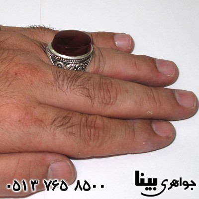 انگشتر عقیق یمنی مردانه طرح گل و بوته