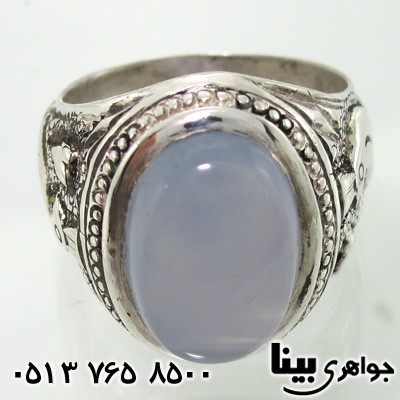 انگشتر عقیق یمنی کبود مردانه طرح طاووس