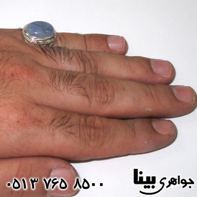انگشتر عقیق یمنی کبود مردانه طرح طاووس