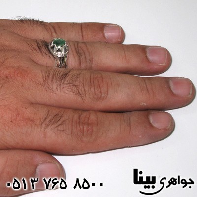انگشتر زمرد مردانه شبکه کاری