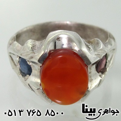 انگشتر چند جواهر مردانه کنار یاقوت