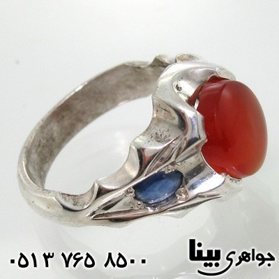 انگشتر چند جواهر مردانه کنار یاقوت
