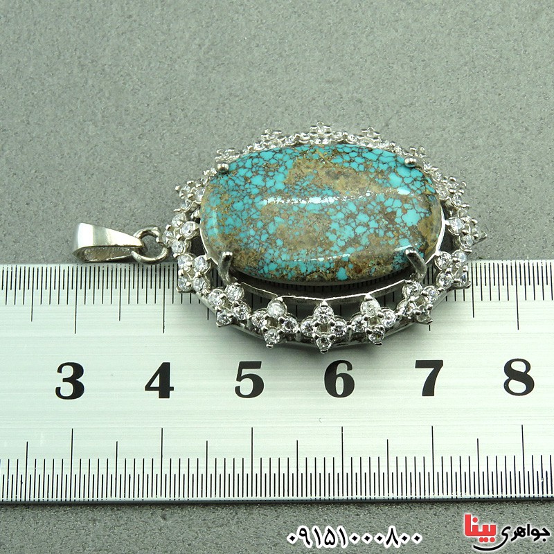 گردنبند فیروزه نیشابوری درشت خوش نقش کلکسیونی زنانه _کد:2850