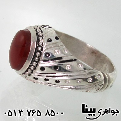 انگشتر عقیق یمنی مردانه طرح نقطه ای