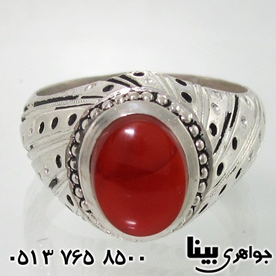 انگشتر عقیق یمنی مردانه طرح نقطه ای