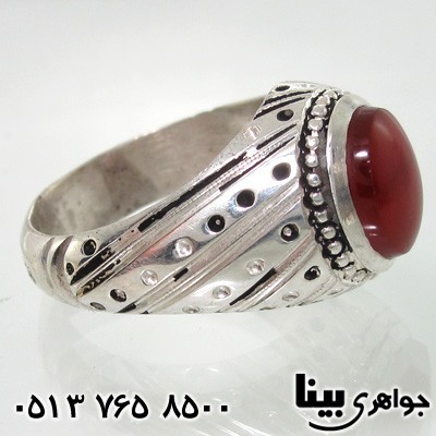 انگشتر عقیق یمنی مردانه طرح نقطه ای