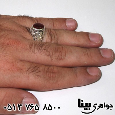 انگشتر عقیق یمنی مردانه طرح نقطه ای
