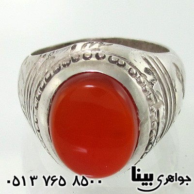 انگشتر عقیق یمنی سرخ مردانه پنج تن