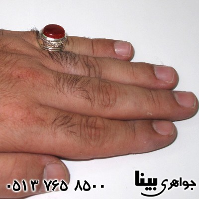 انگشتر عقیق یمنی سرخ مردانه پنج تن