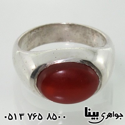 انگشتر عقیق یمنی سرخ مردانه بیضی افقی