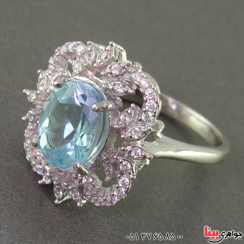 انگشتر توپاز رودیوم زنانه مدل ملکه _کد:19129