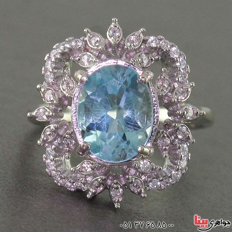 انگشتر توپاز رودیوم زنانه مدل ملکه _کد:19129