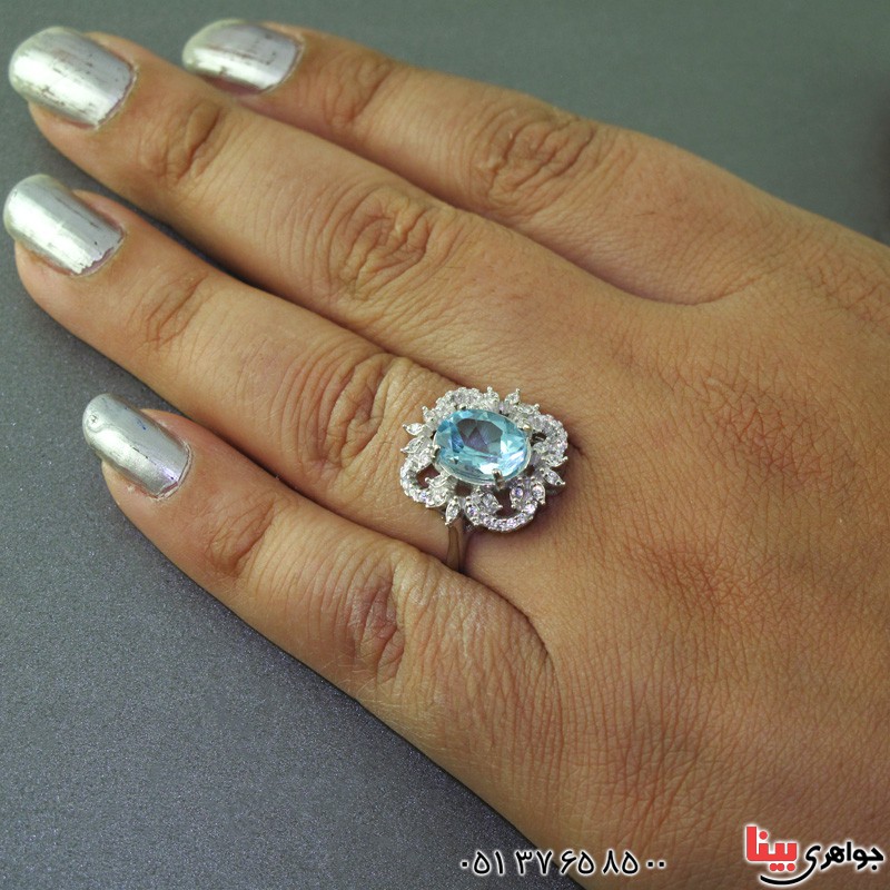 انگشتر توپاز رودیوم زنانه مدل ملکه _کد:19129