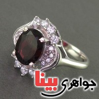 انگشتر یاقوت گارنت بسیار شفاف رودیوم زنانه انگشتر یاقوت گارنت بسیار شفاف رودیوم زنانه