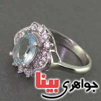 انگشتر توپاز دور جواهری رودیوم زنانه انگشتر توپاز دور جواهری رودیوم زنانه