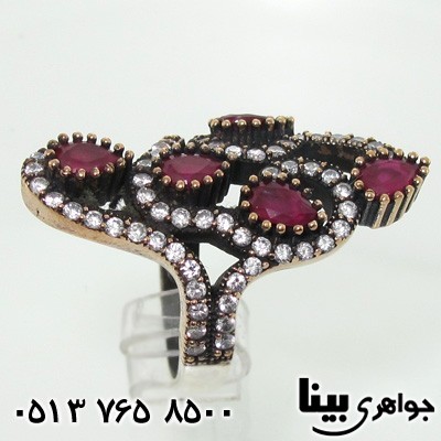 انگشتر یاقوت سرخ زنانه عثمانی نگین اشکی