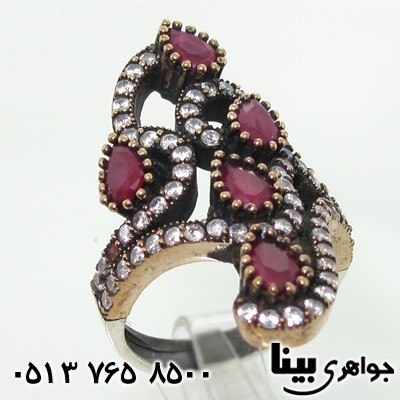 انگشتر یاقوت سرخ زنانه عثمانی نگین اشکی