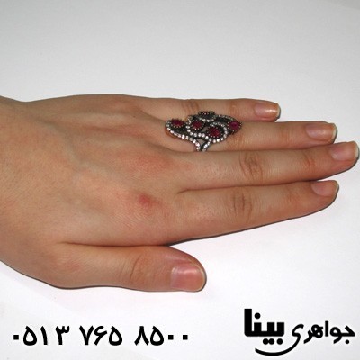 انگشتر یاقوت سرخ زنانه عثمانی نگین اشکی